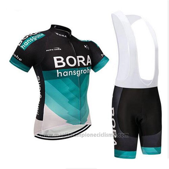 2018 Abbigliamento Ciclismo Bora Nero e Teal Manica Corta e Salopette